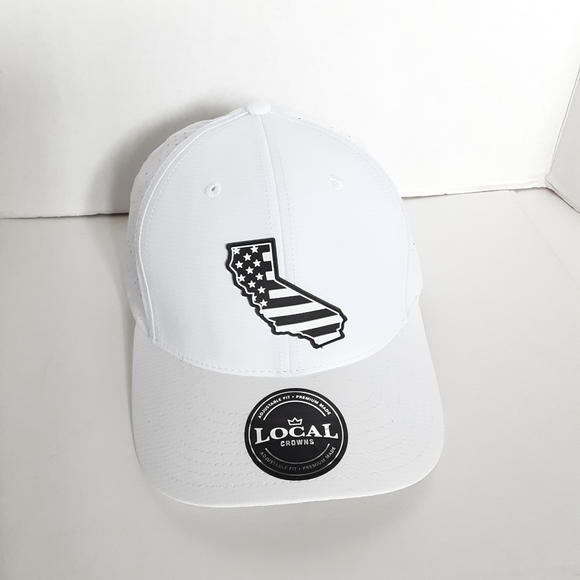 LOCAL CROWNS CALIFORNIA RUBBER PATCH USA FLAG  FILL PERFORMANCE HAT NEW - Picture 1 of 7